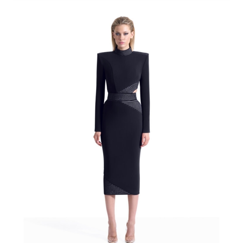 Zhivago "Message To Love" Black Long Sleeve Dress with  Cutouts